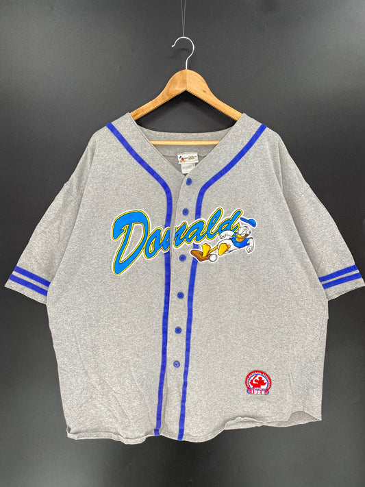 00’ DISNEY DONALD Size XXL Vintage Button Down Short Sleeve Shirt / E806