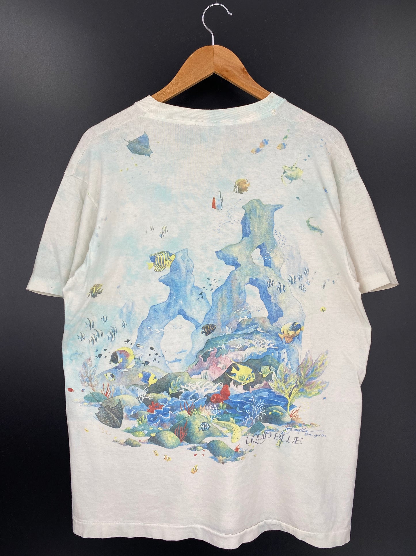 1992' LIQUIT BLUE CORAL REEF Made in USA Size L T-Shirt / K1534