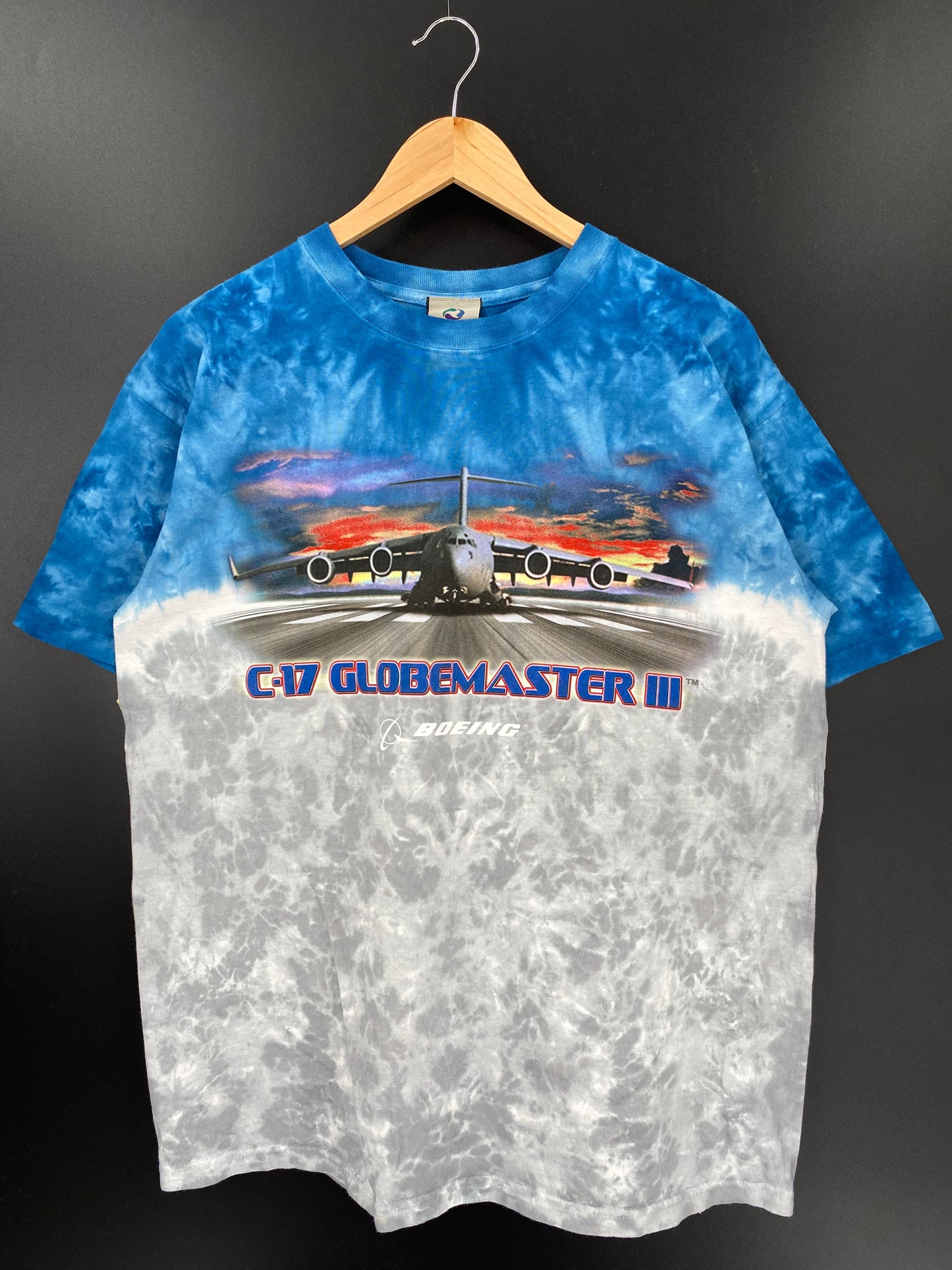 Vintage Liquid Blue BOEING C-17 GLOBEMASTER III Size L T-Shirts / K2389
