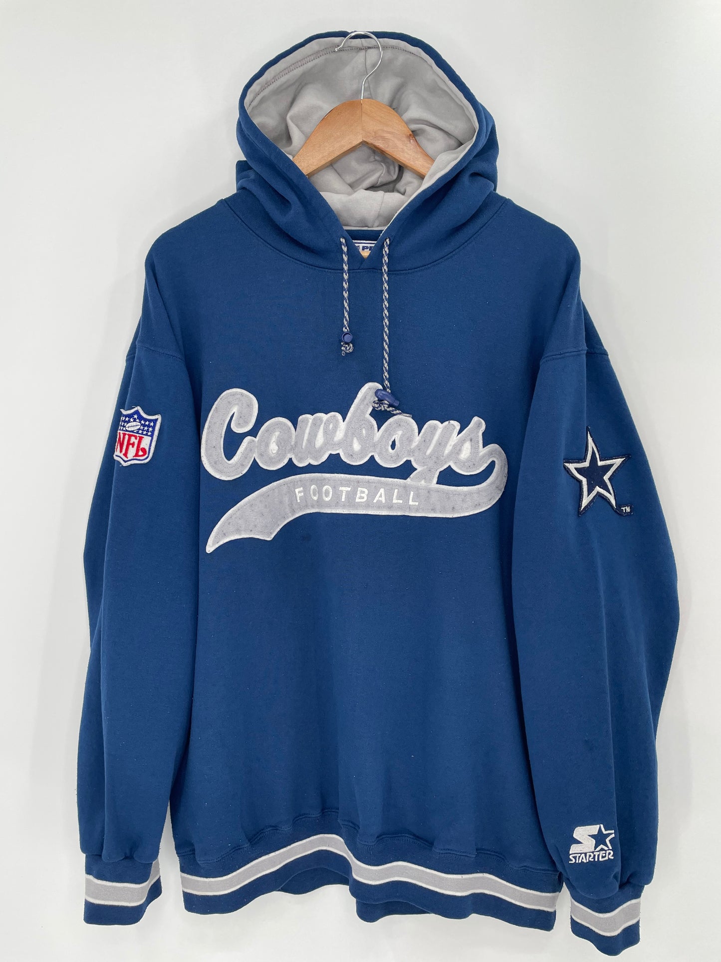 00’ STARTER COWBOYS FOOTBALL Size L Vintage NFL Hoodie Sweat shirt / K95