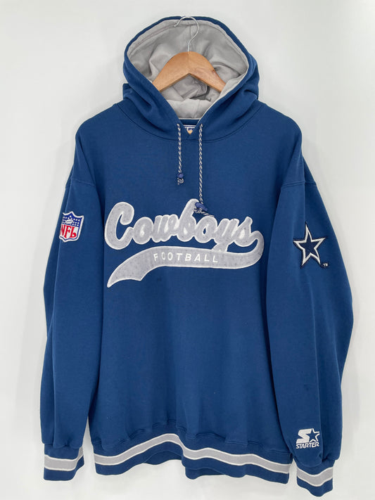 00’ STARTER COWBOYS FOOTBALL Size L Vintage NFL Hoodie Sweat shirt / K95
