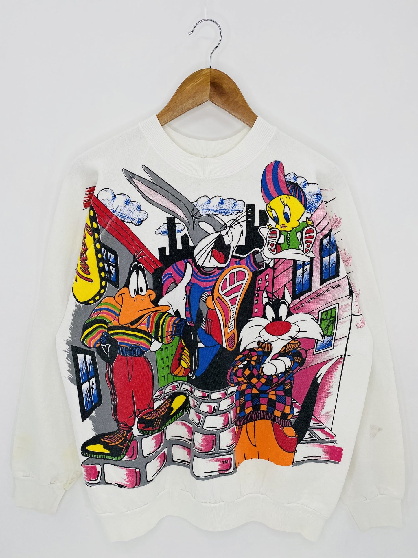 1994 WARNER BROS. LOONEY TUNES Size No Tag (Approx. L) Vintage Sweat-shirt/ K5741