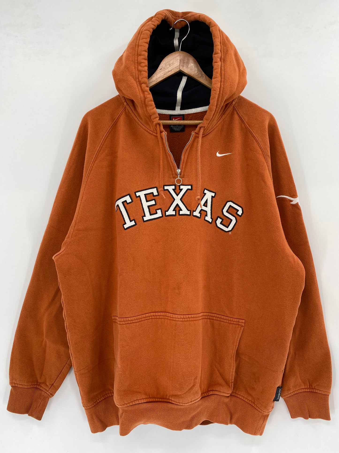 00' NIKE TEXAS Size L Vintage Half-zip Hoodie Sweat-shirt / k1988