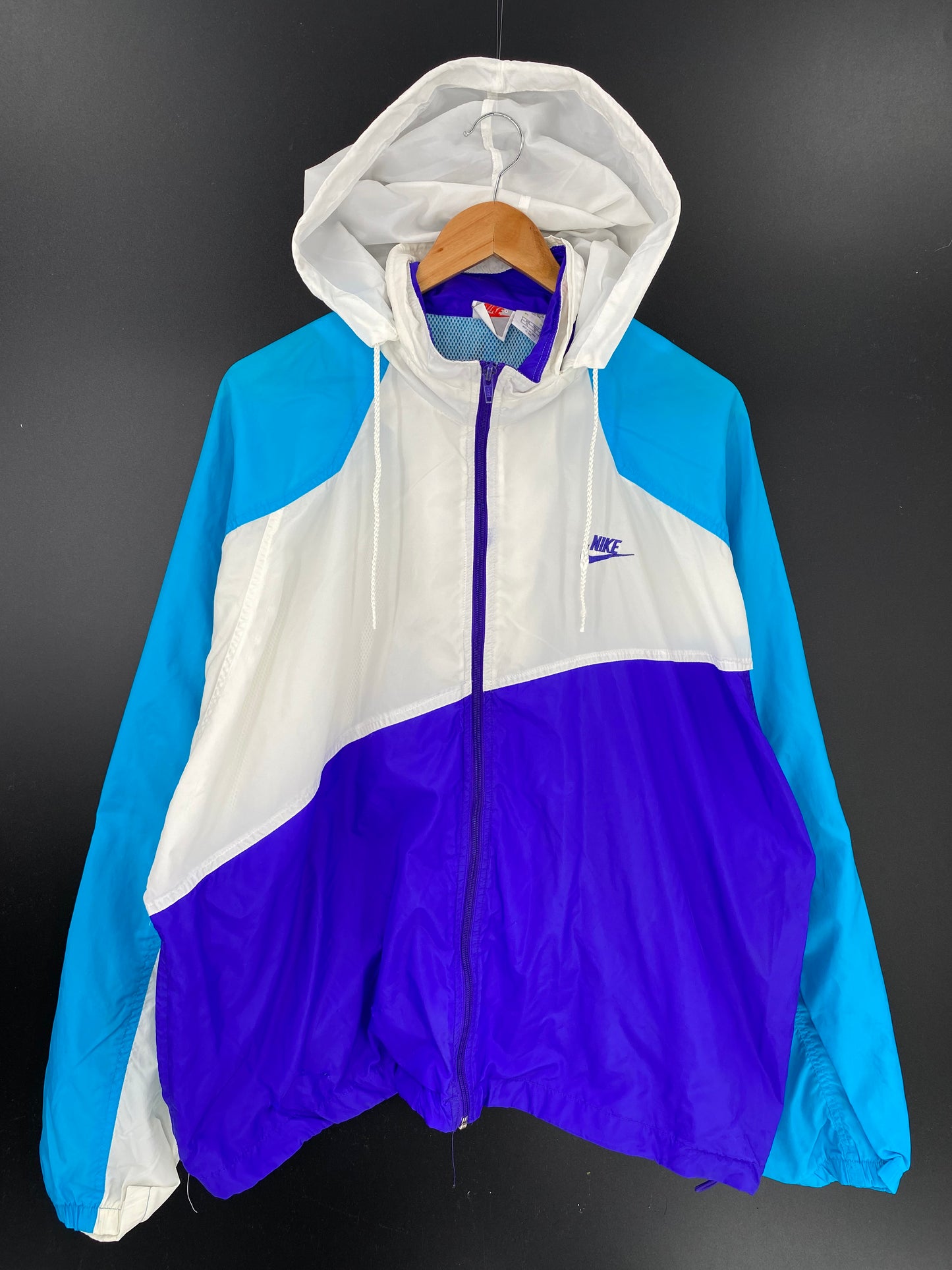 90's NIKE Silver tag Size XL Vintage Zip up Nylon-Jacket/ K568
