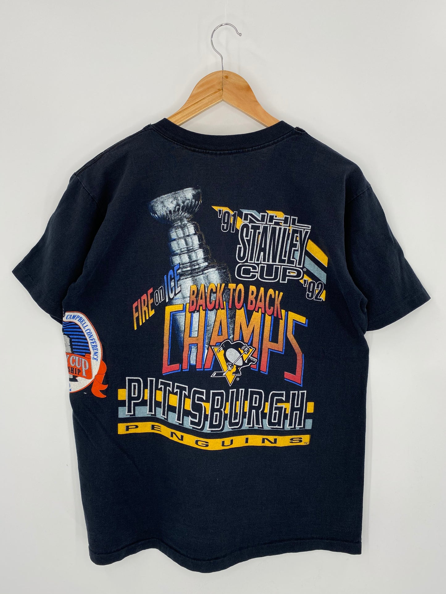 1992 PITTSBURGH PENGUINS Made in USA Size L Vintage NHL T-shirt  / 7391