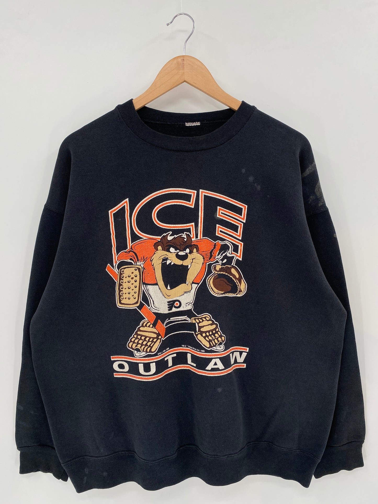 1990’ LOONEY TUNES TAZ x PHILADELPHIA  FLYERS Size No Tag(Approx.XXL) Vintage NHL Sweat-shirt / K2354