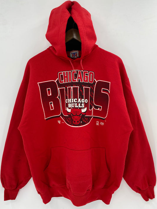 1993 CHICAGO BULLS Made in USA Size XL Vintage NBA Hoodie Sweat-Shirt / K3438