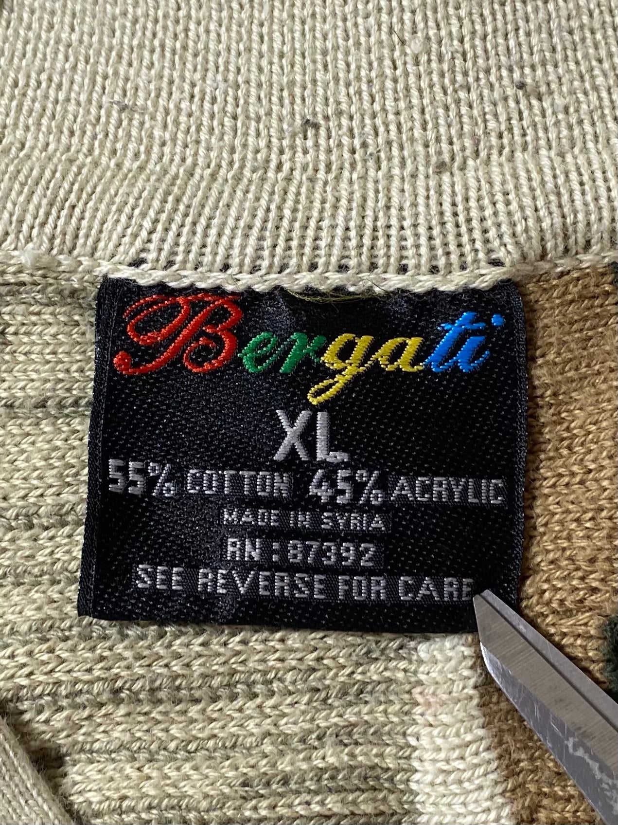 Vintage 3D Coogi-Style Size XL Half-button Knit Sweater / 8985