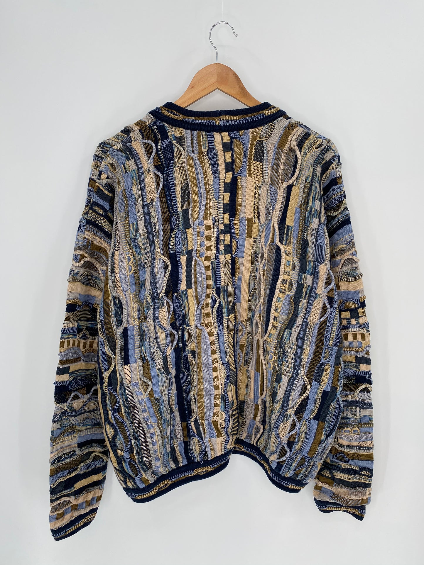 3D Coogi-Style Button Down Size No Tag (Approx. L) Vintage Knit Sweater / 8978