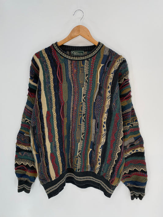 Vintage 3D Coogi-Style Size L Knit Sweater / 8980