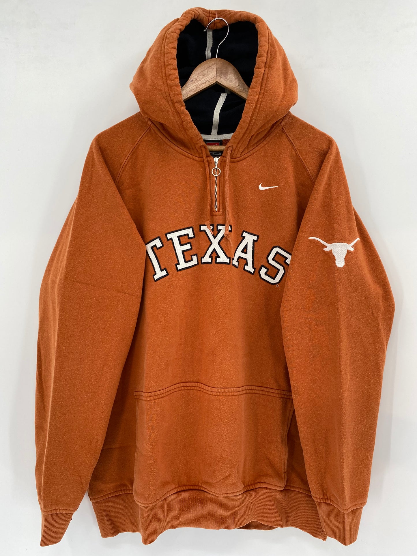 00' NIKE TEXAS Size L Vintage Half-zip Hoodie Sweat-shirt / k1988