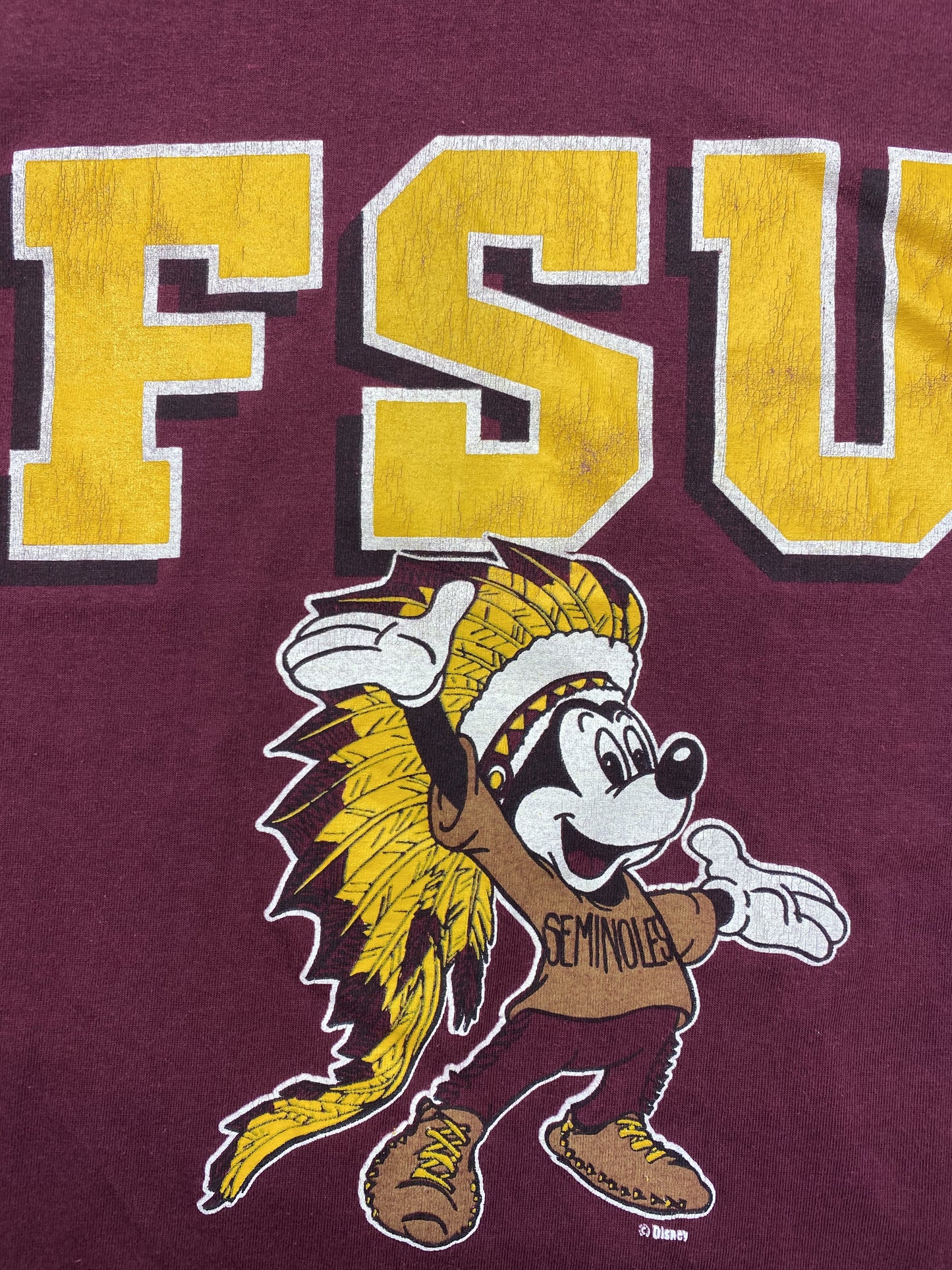.80’s MICKEY x FSU Made in USA Size XL Vintage T-Shirt / K6370