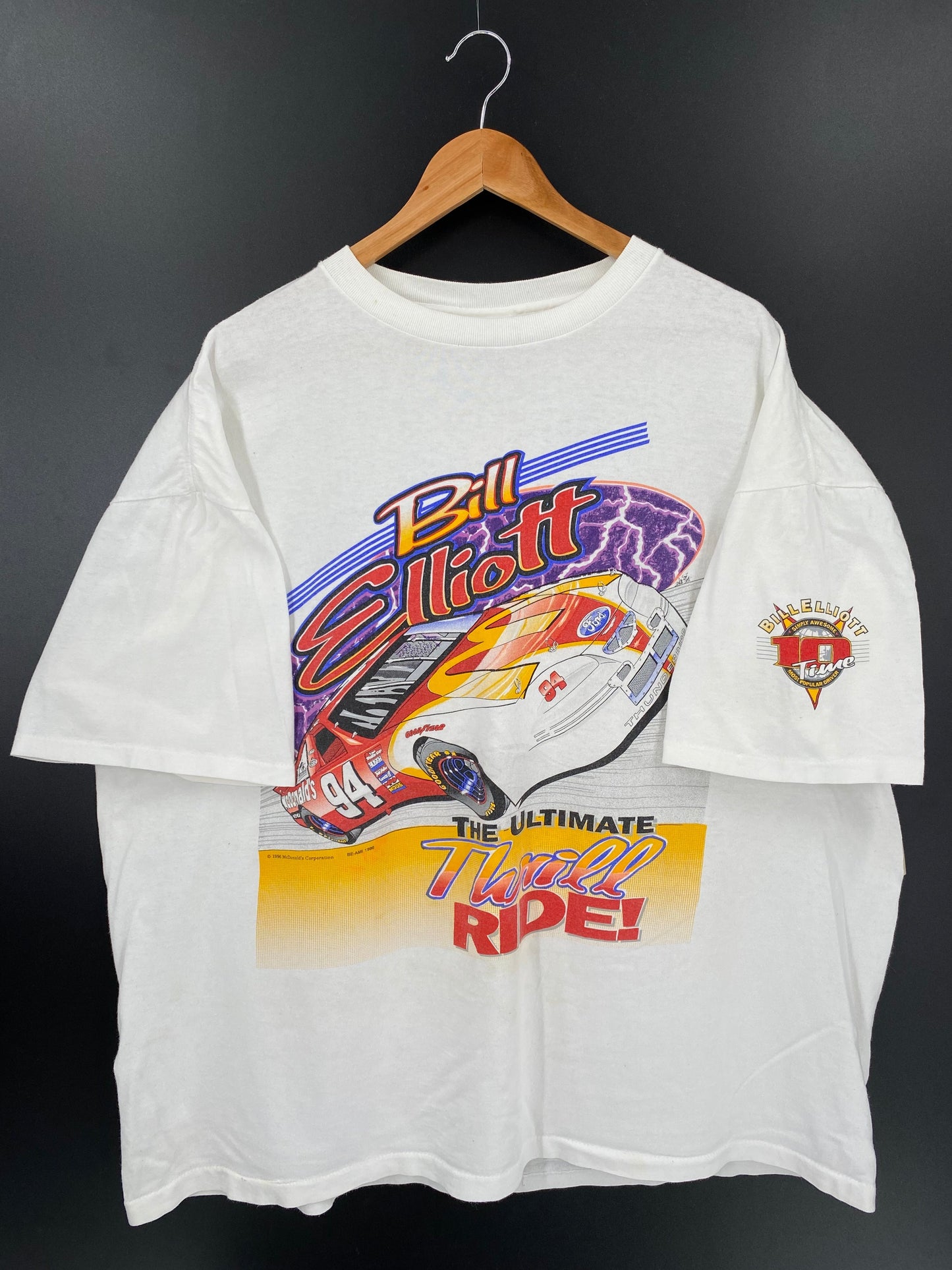 .1995 BILL ELLIOT x MCDONALD’S Made in USA Size XXL Vintage Racing T-Shirt / E4434T