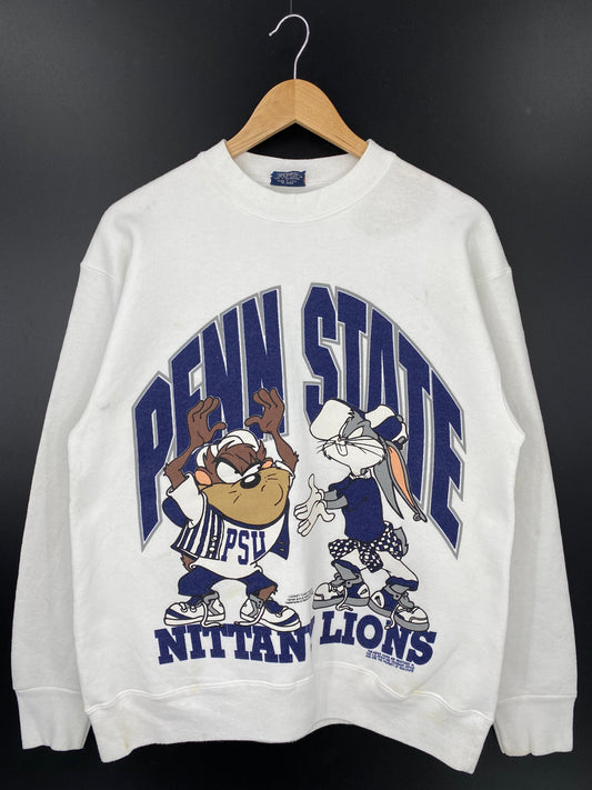1993 PENN STATE x LOONEY TUNES TAZ BUGS BUNNY Made in USA Size L Vintage College Sweat-shirt / E4741S