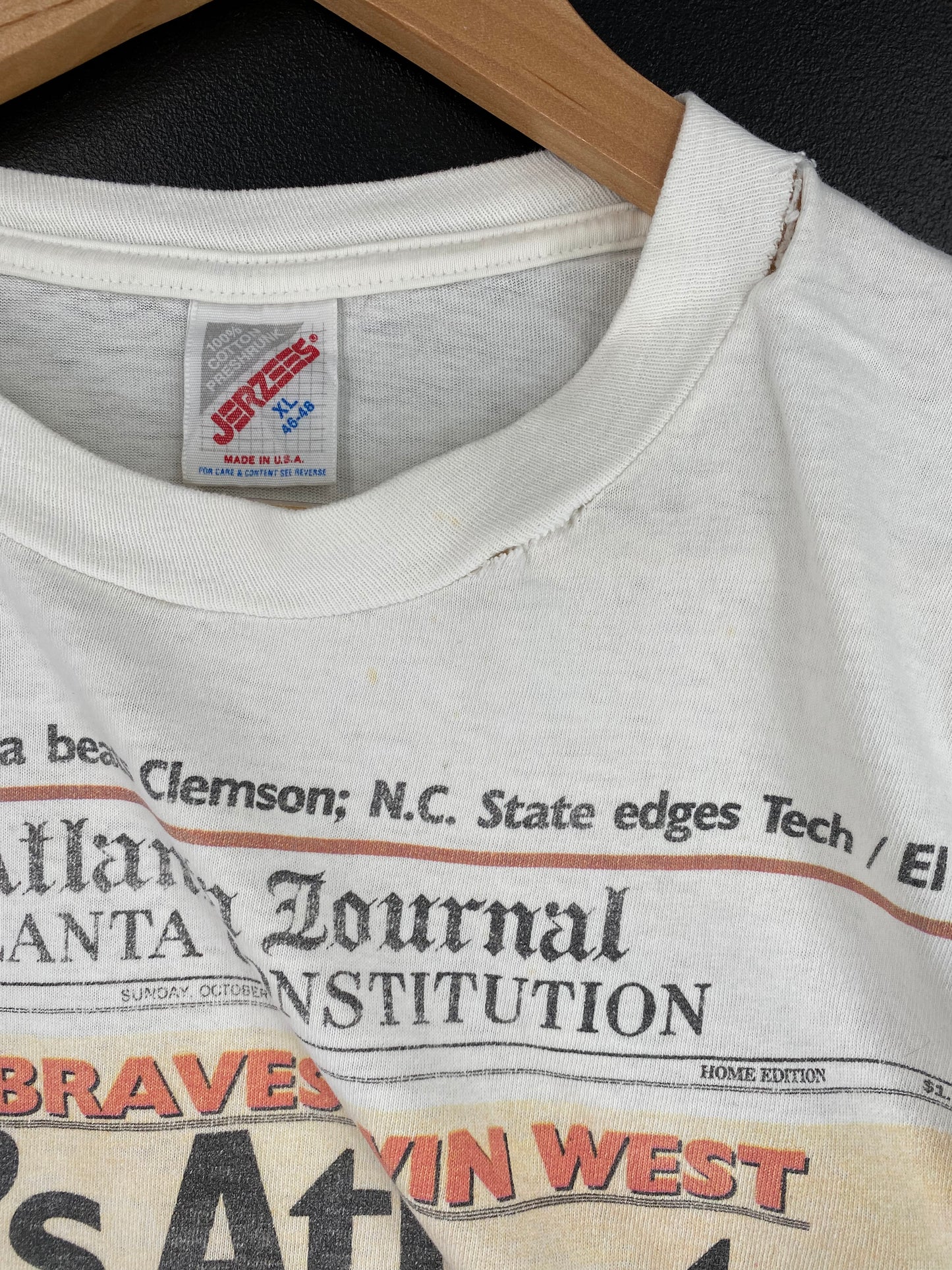 1991 ATLANTA BRAVES Made in USA Size XL Vintage MLB T- Shirt / A2818