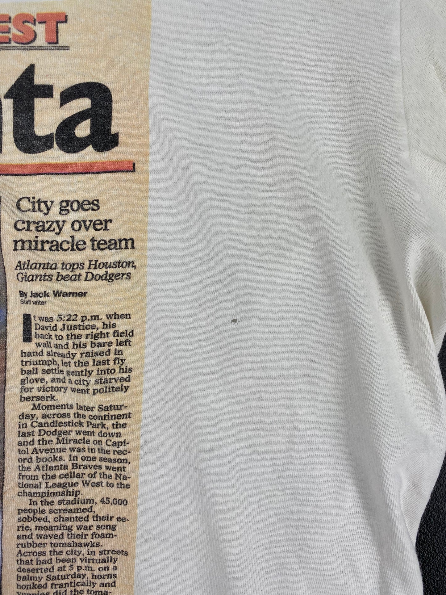 1991 ATLANTA BRAVES Made in USA Size XL Vintage MLB T- Shirt / A2818