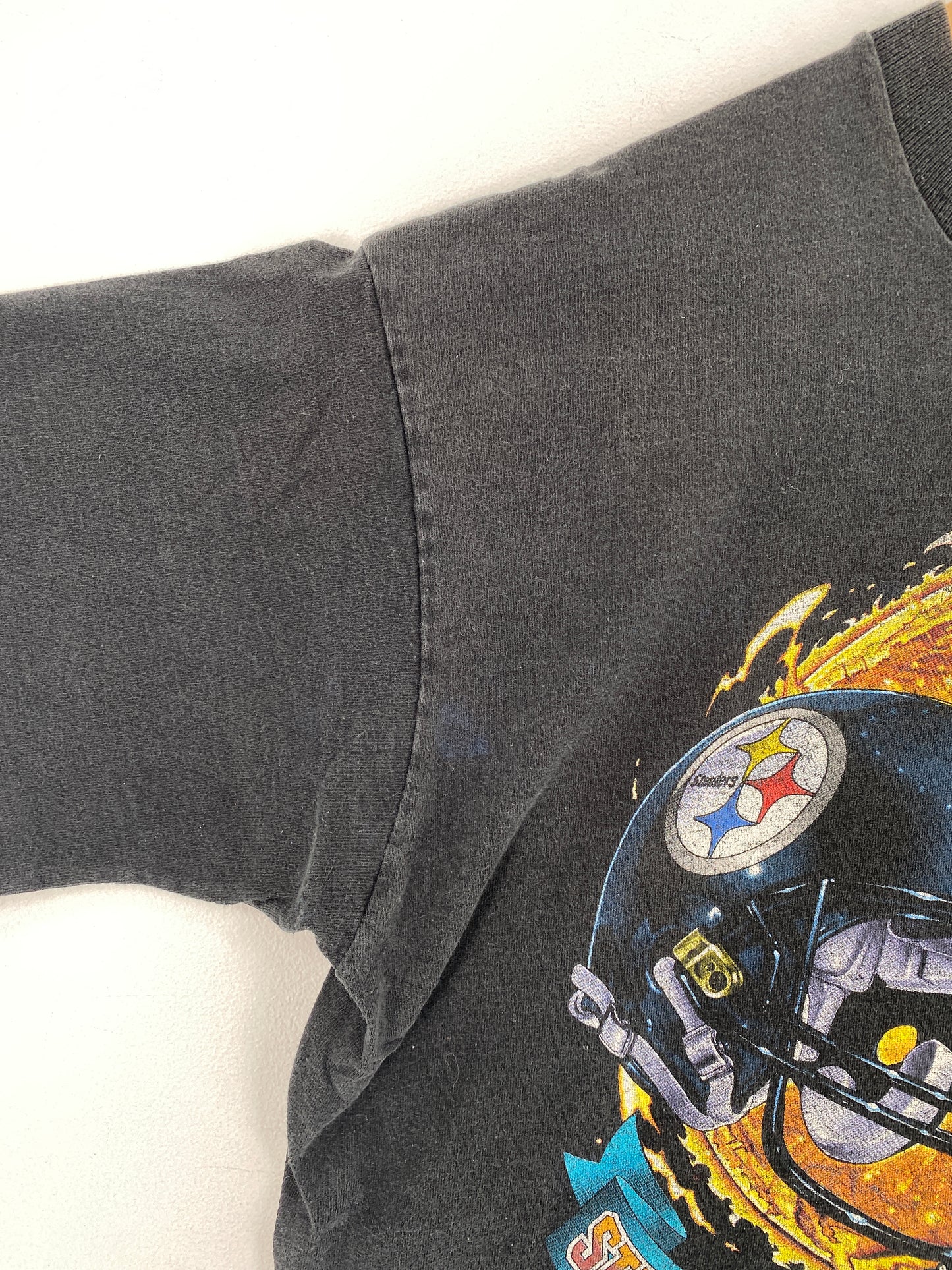 1995 SALEM x SUPER BOWL PITTSBURGH STEELERS x DALLAS COWBOYS Made in USA Size L Vintage NFL T-shirt / E2240T