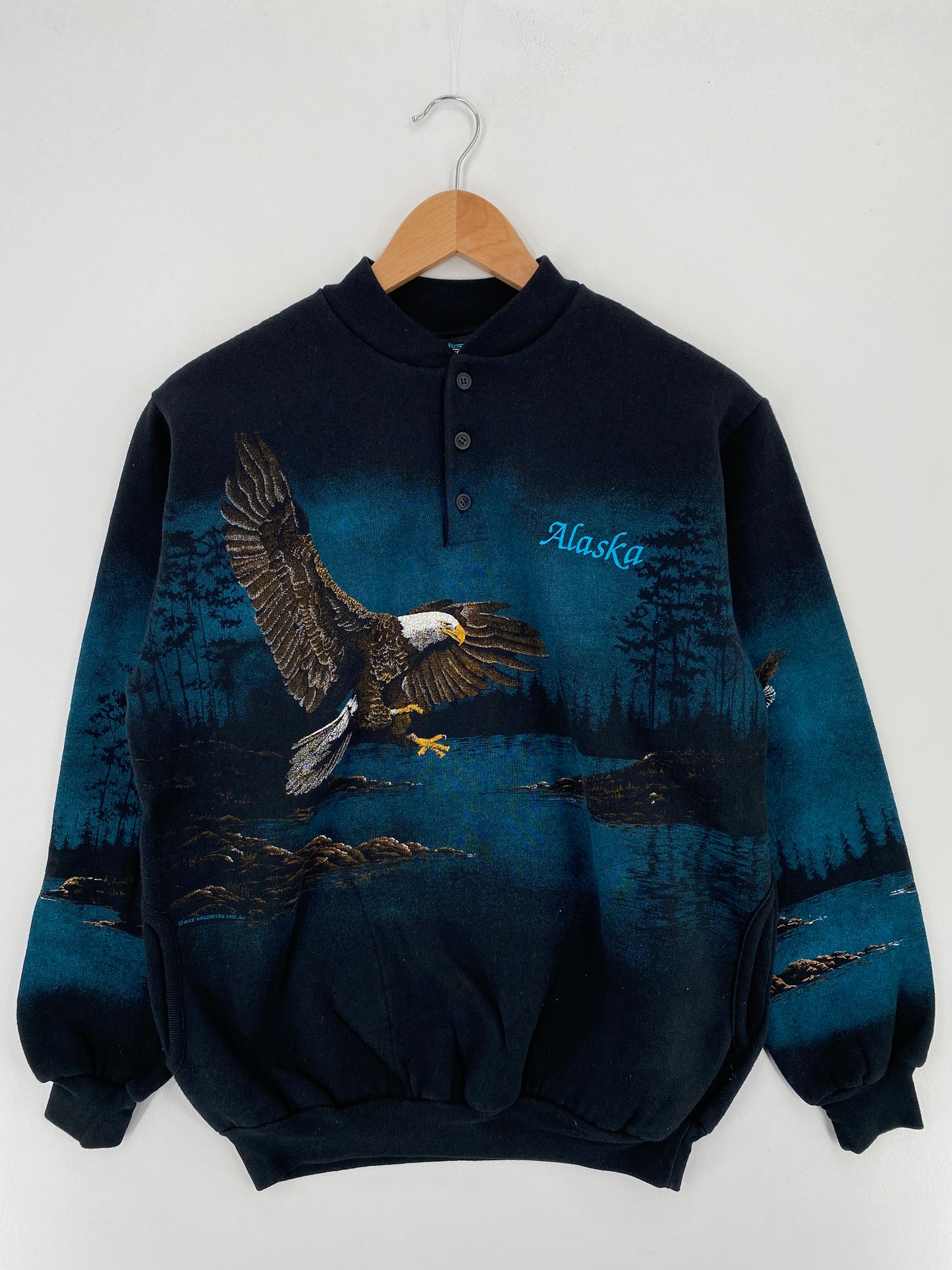 1992 ALASKA EAGLES Made in USA Size M Vintage Button Down Sweat-shirt / A3017