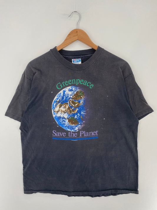 1988 GREENPEACE SAVE THE PLANET Made in USA Size XL Vintage T-shirt / E4959T