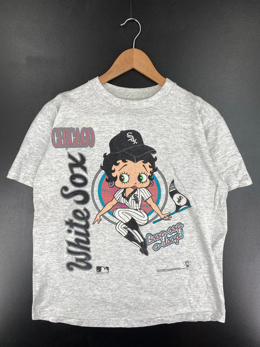 1992 CHICAGO WHITE SOX x BETTY BOOP Made in USA Size L Vintage MLB T-Shirt / A3079