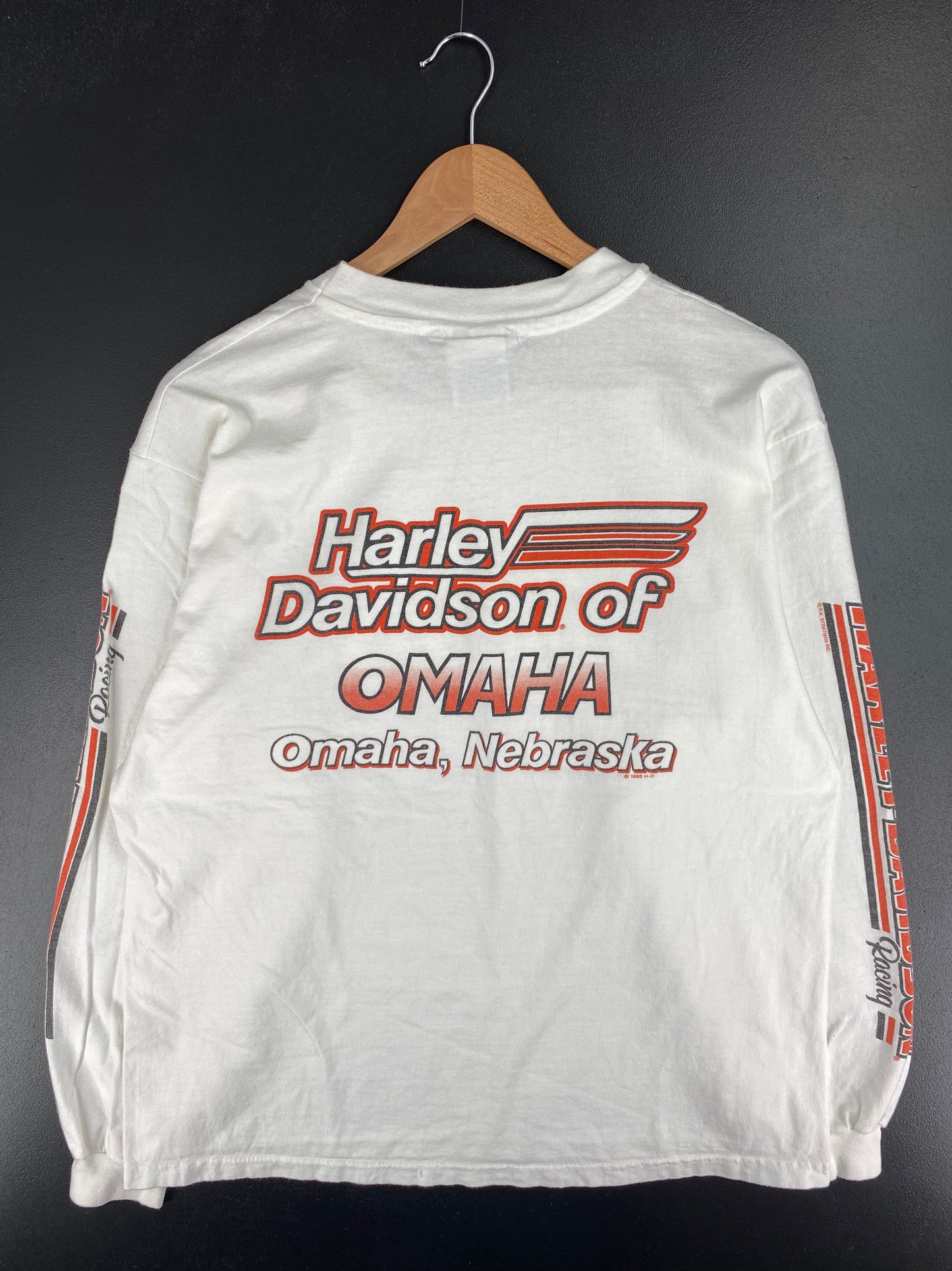 1995 HARLEY DAVIDSON Made in USA Size L Vintage Long Sleeve T-Shirt / E3843T