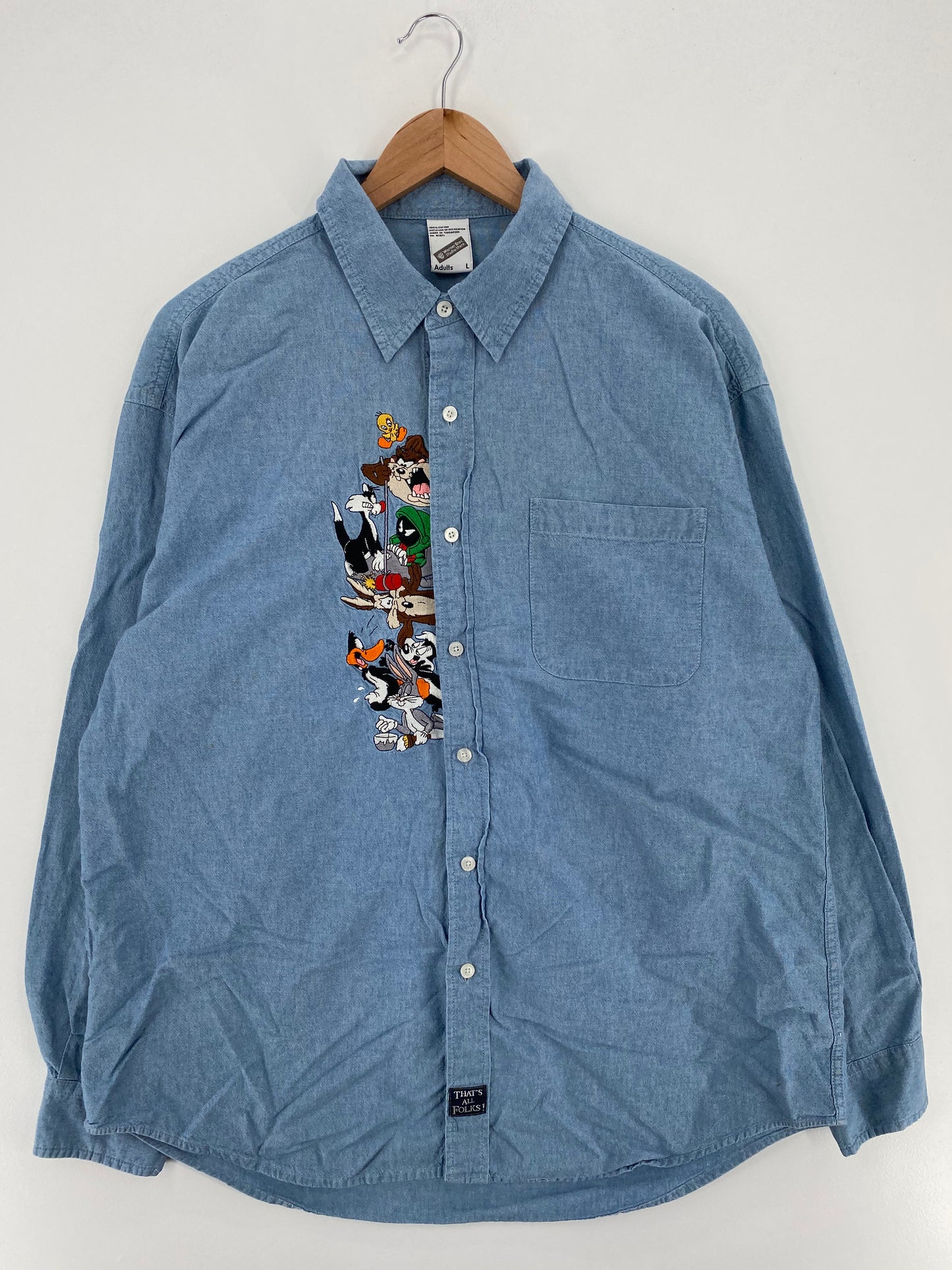 1998 LOONEY TUNES Size L Vintage Button-Down Shirt / A3354