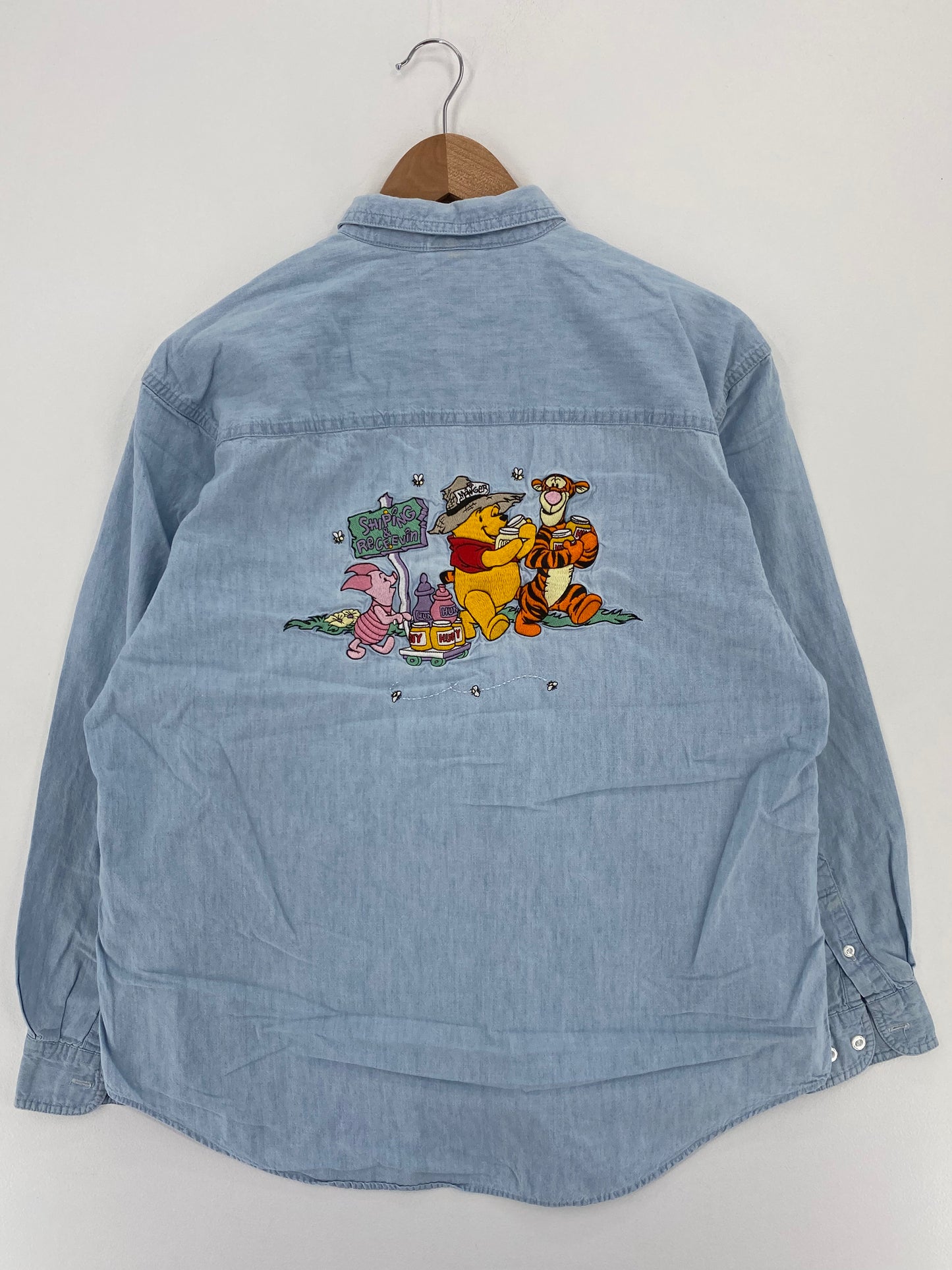 00' DISNEY WINNIE THE POOH Size L Vintage Button-Down Shirt / A2283