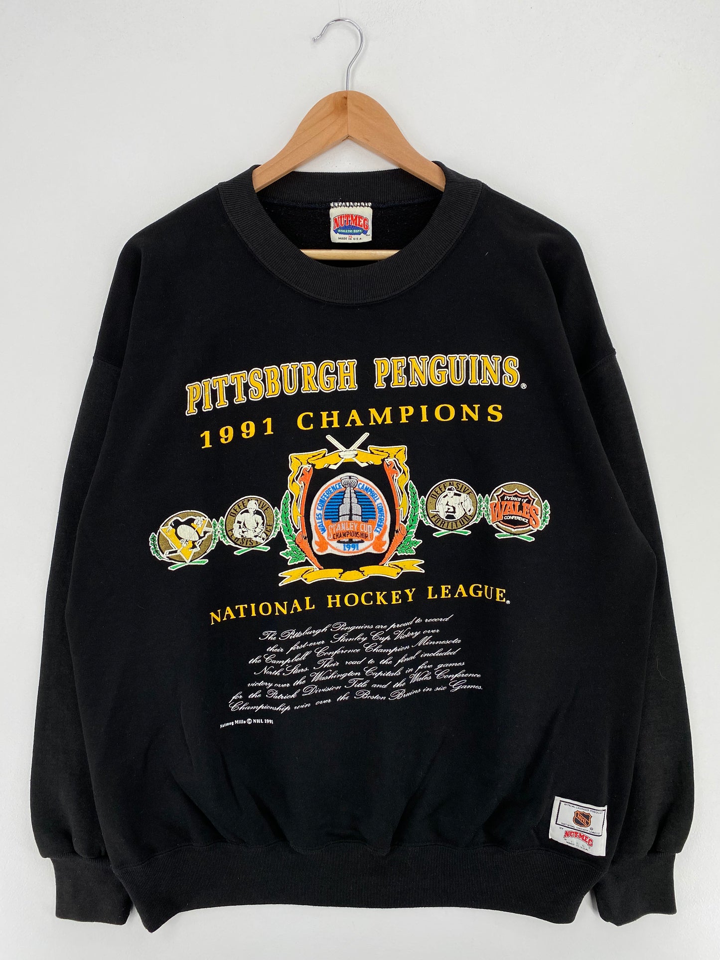 1991 PITTSBURGH PENGUINS Made in USA Size XL Vintage NHL Sweat-Shirt / A3360
