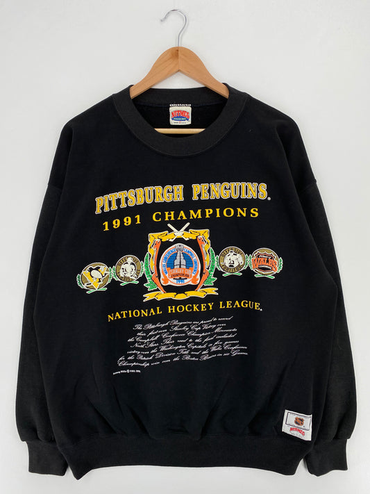 1991 PITTSBURGH PENGUINS Made in USA Size XL Vintage NHL Sweat-Shirt / A3360