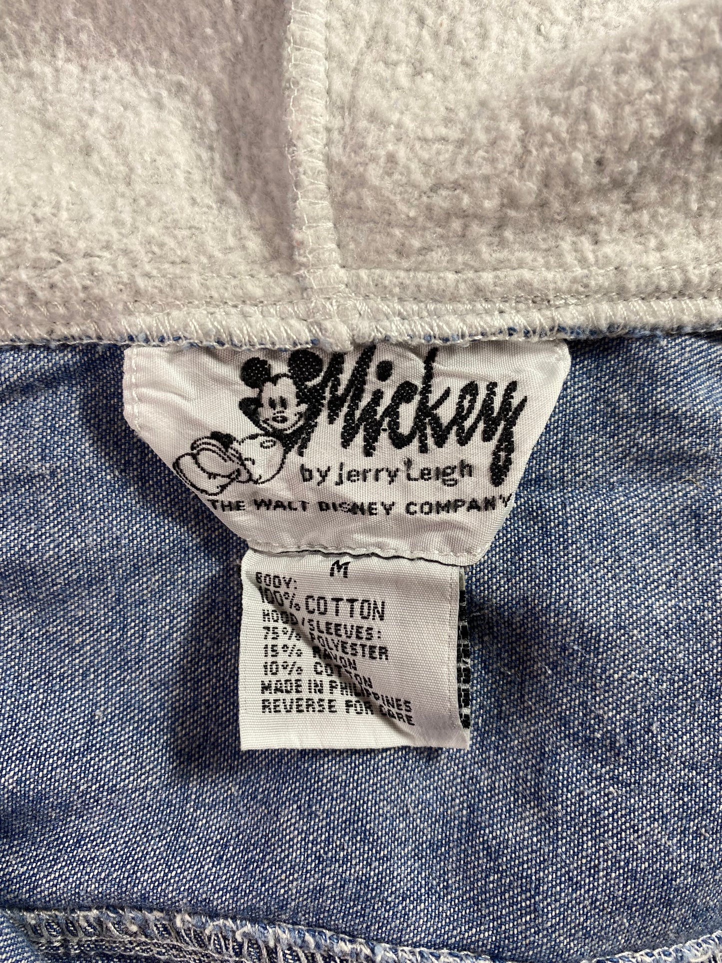 90's DISNEY MICKEY Size M Vintage Hoodie Button-Down Shirt / E6127B