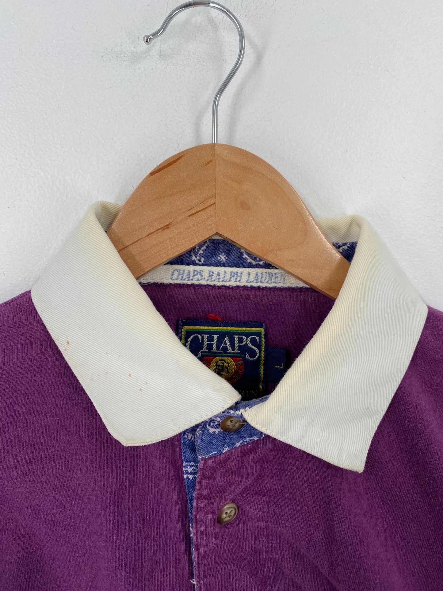 .90's CHAPS RALPH LAUREN Size L Vintage Rugby-Shirts / A9313