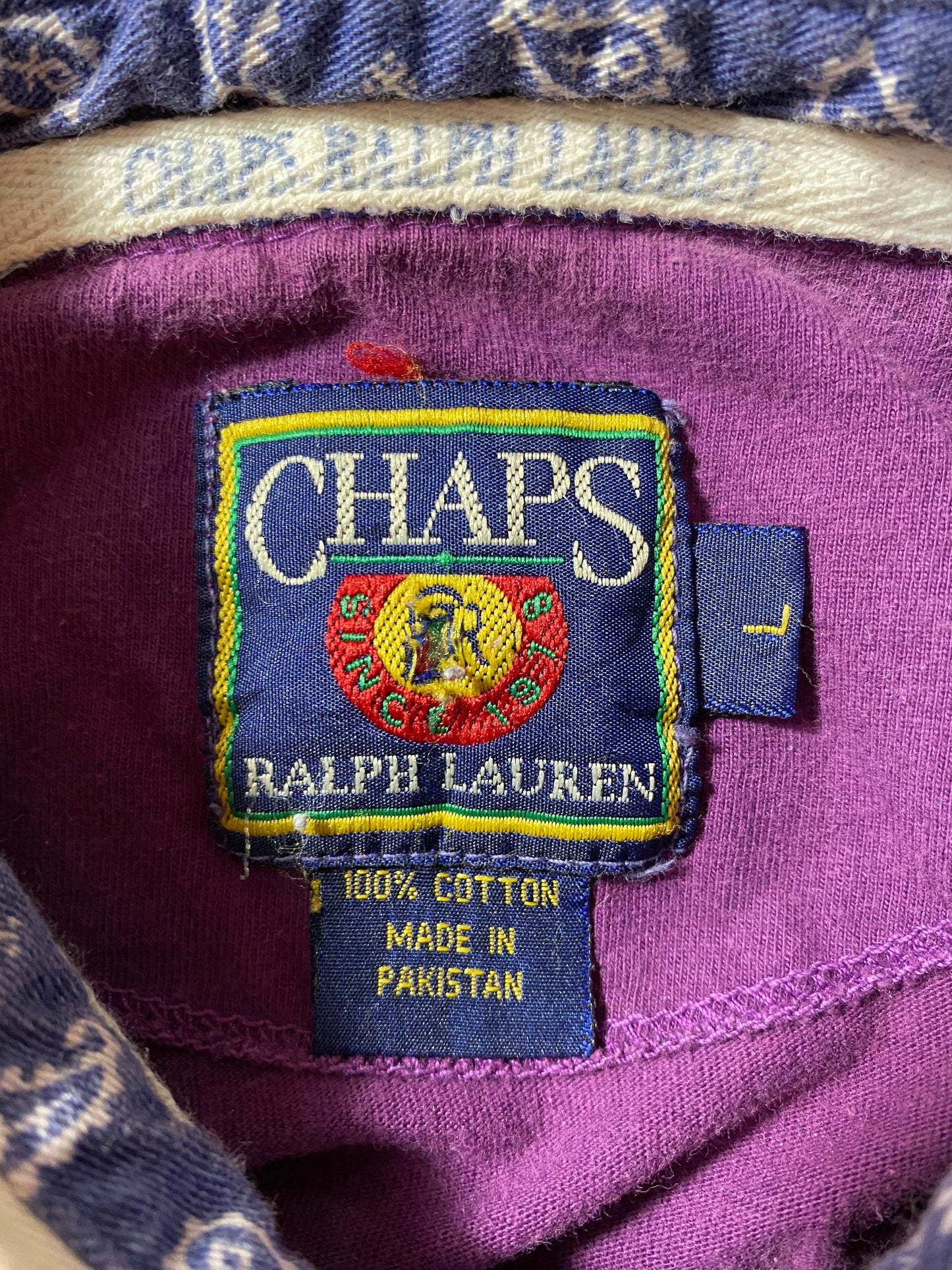 .90's CHAPS RALPH LAUREN Size L Vintage Rugby-Shirts / A9313