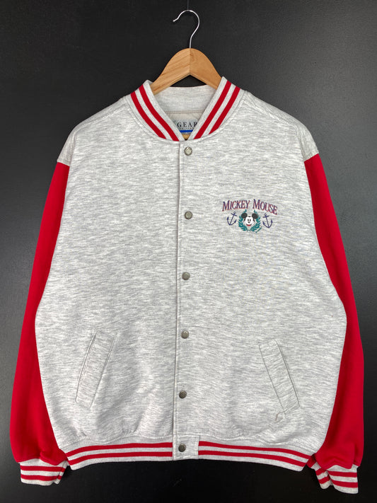 .90's DISNEY MICKEY Size XL Vintage Button Down Sweat-shirt / A9331