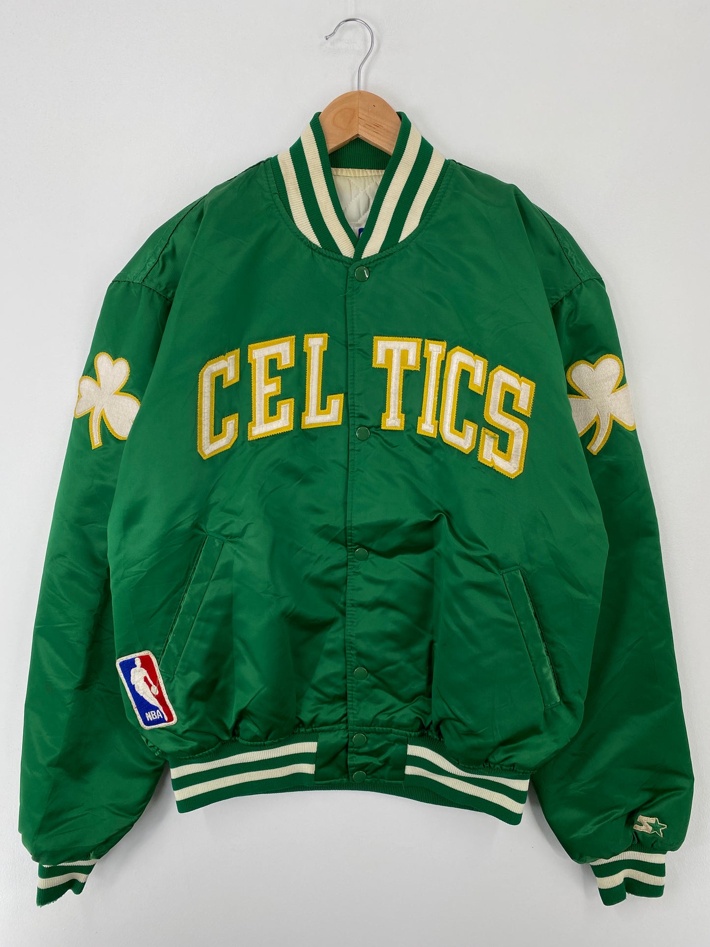 90’s STARTER x CELTICS Made in USA Size XL Vintage NBA Button down Nylon Jacket / A9451