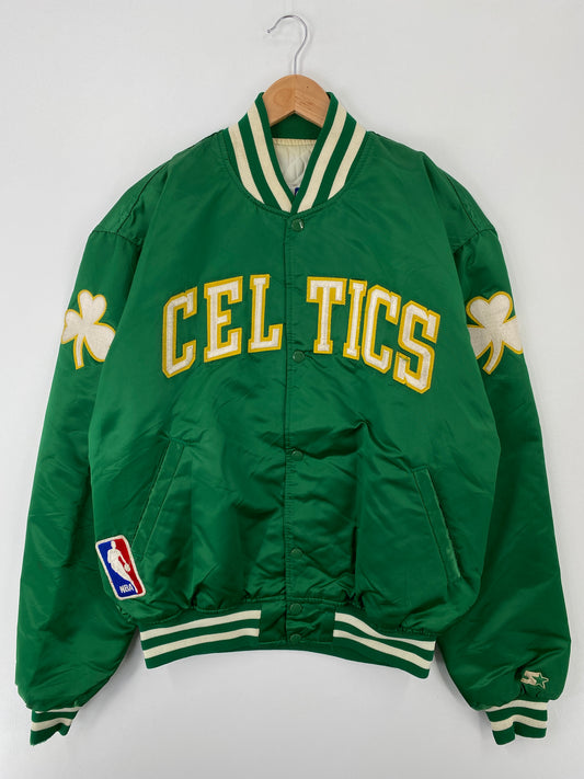 90’s STARTER x CELTICS Made in USA Size XL Vintage NBA Button down Nylon Jacket / A9451