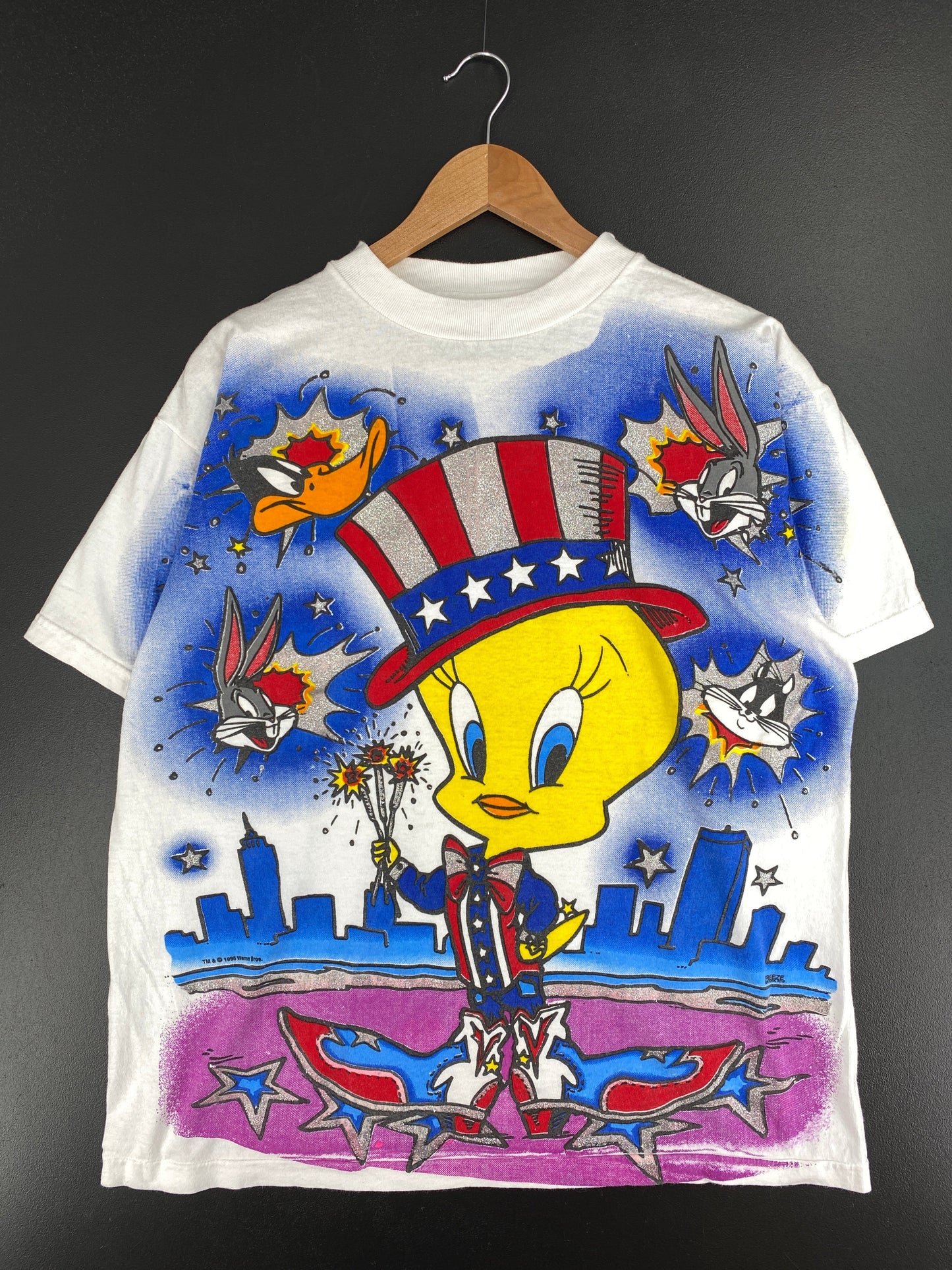 1995 LOONEY TUNES TWEETY USA Size L Vintage T-Shirt / E5077T