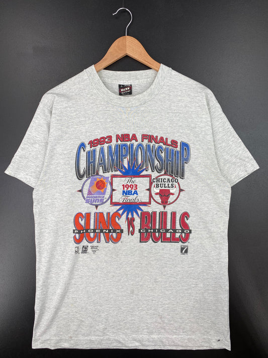 1993 PHOENIX SUNS x CHICAGO BULLS Made in USA Size L Vintage NBA T-shirt / A1138