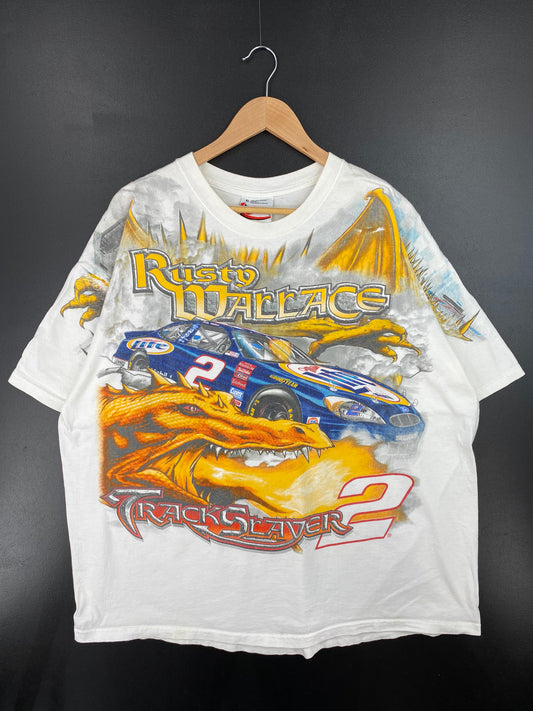 00’ NASCAR RUSTY WALLACE Size XL Vintage Racing T-Shirt / A1146