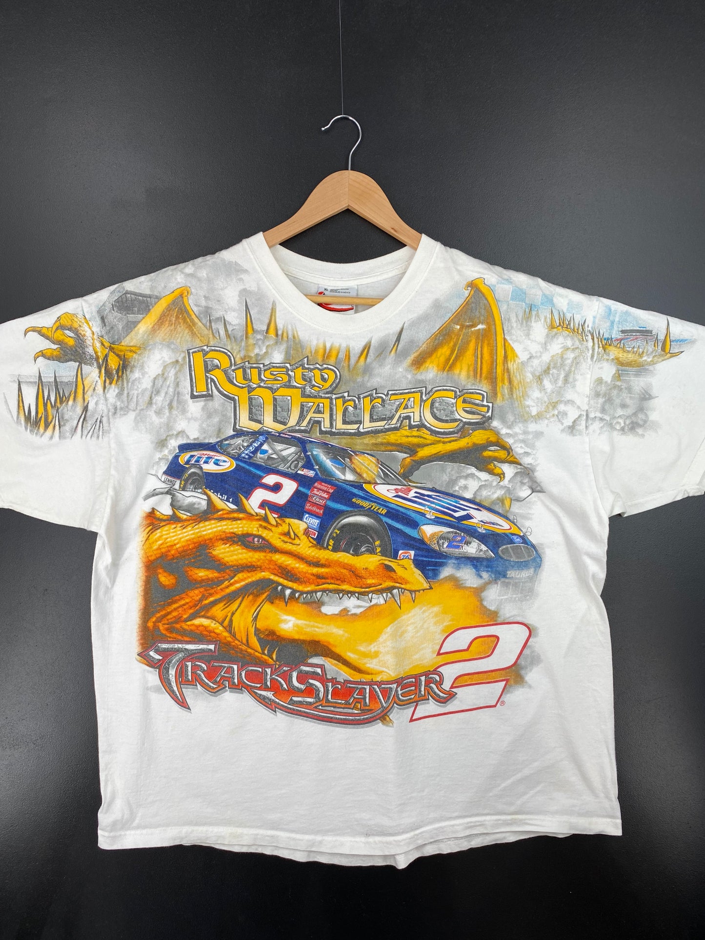 00’ NASCAR RUSTY WALLACE Size XL Vintage Racing T-Shirt / A1146