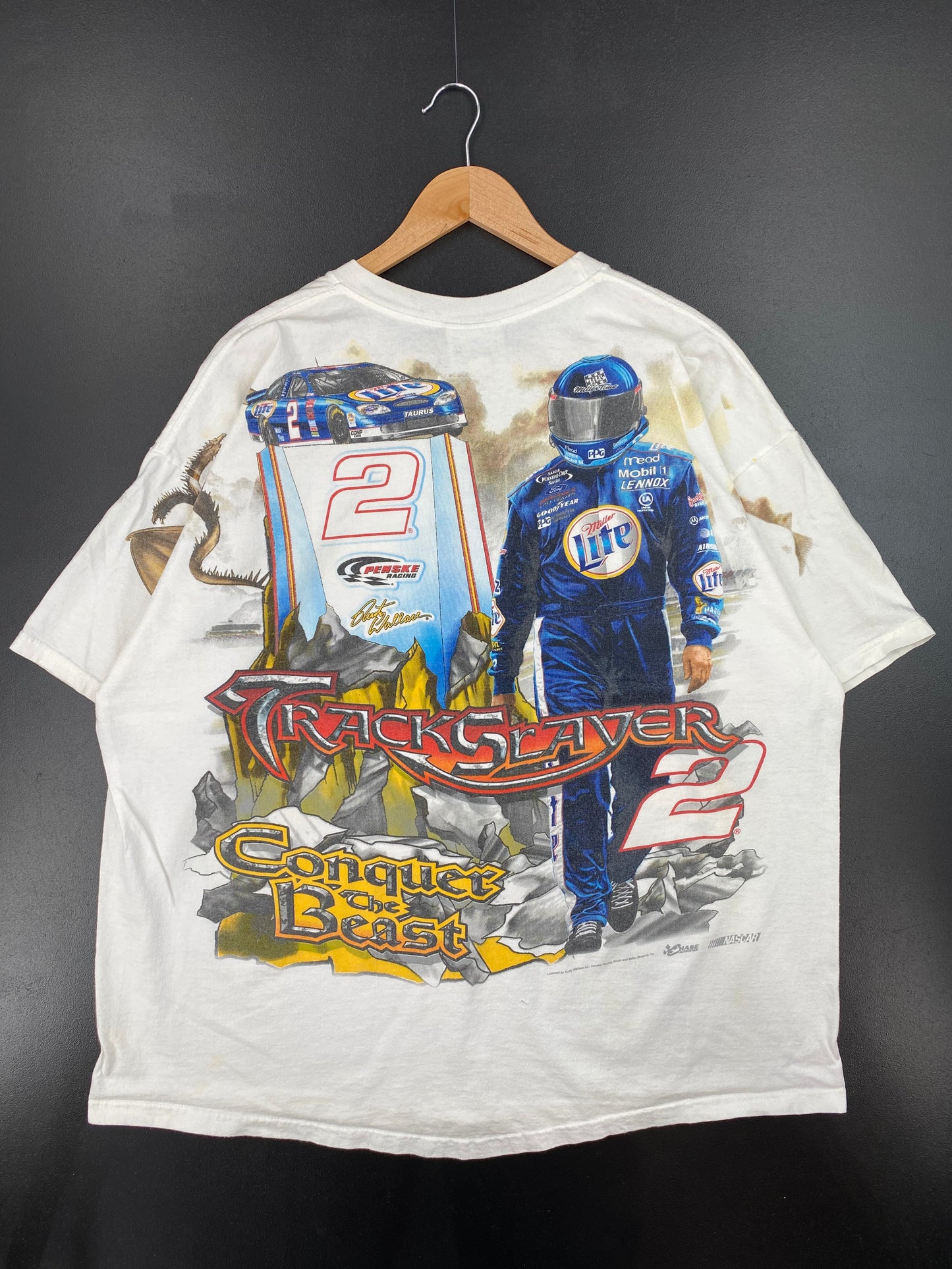 00’ NASCAR RUSTY WALLACE Size XL Vintage Racing T-Shirt / A1146