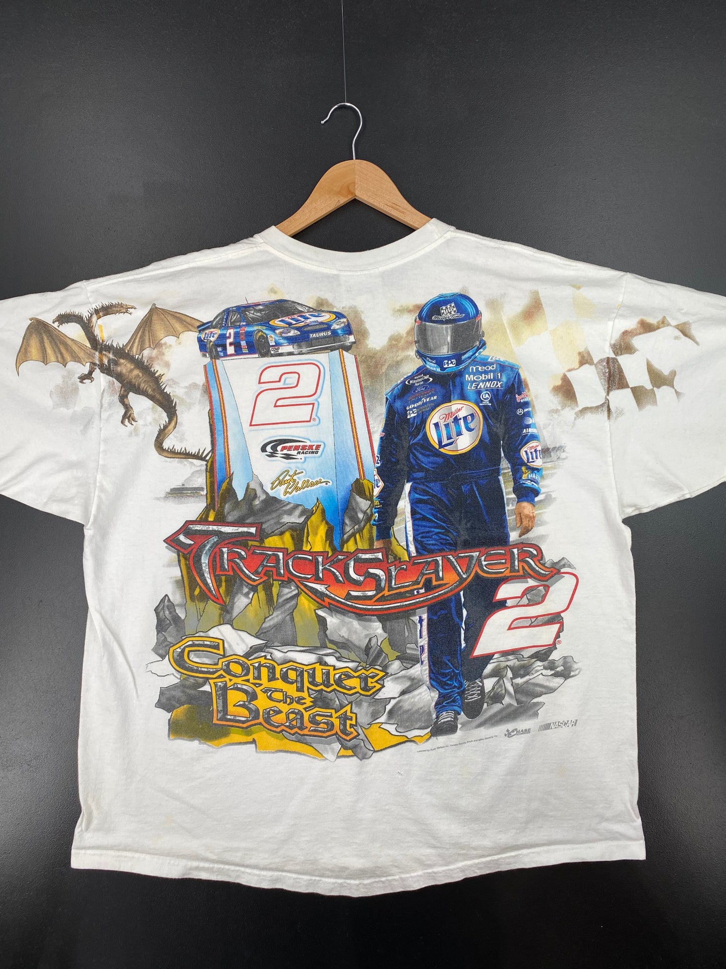 00’ NASCAR RUSTY WALLACE Size XL Vintage Racing T-Shirt / A1146