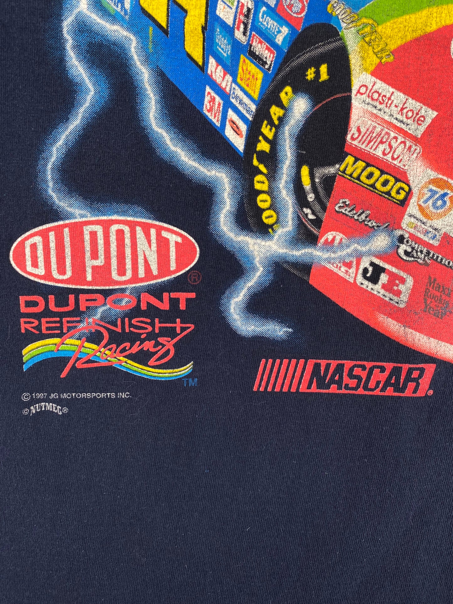 1997 NASCAR JEFF GORDON x DU PONT Made in USA Size L Vintage Racing T-Shirt / A1141