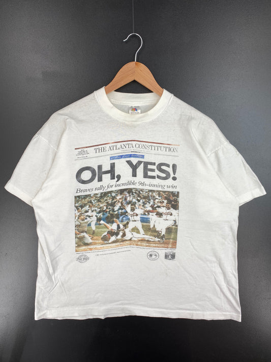 1992 ATLANTA BRAVES Made in USA Size XL Vintage MLB T-shirt / A1297