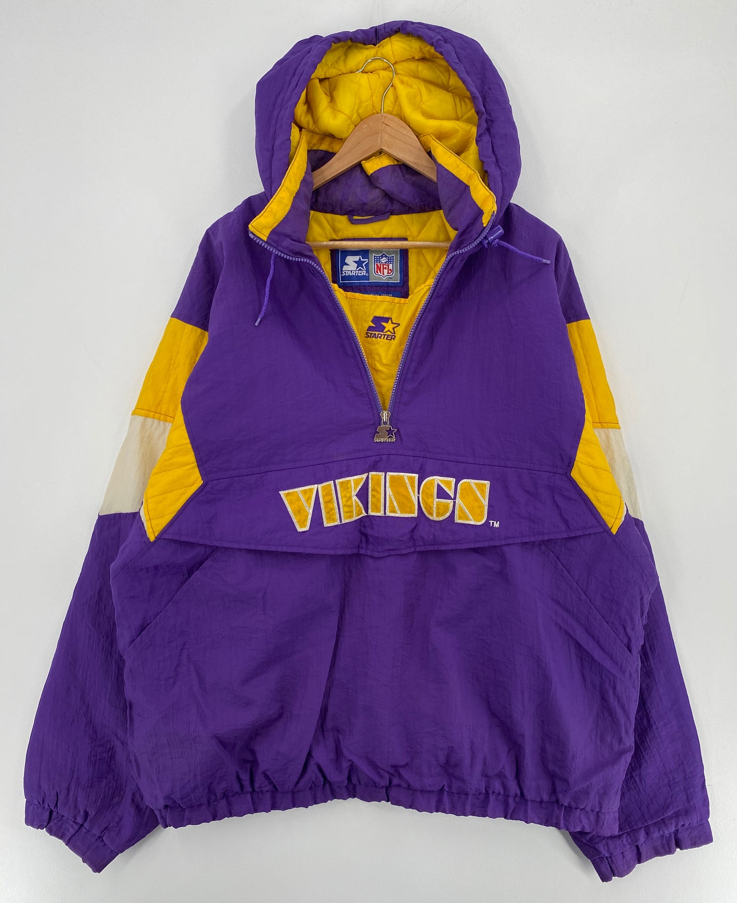 90’s STARTER x VIKINGS Size XL NFL Nylon Padded Jacket / E3352N