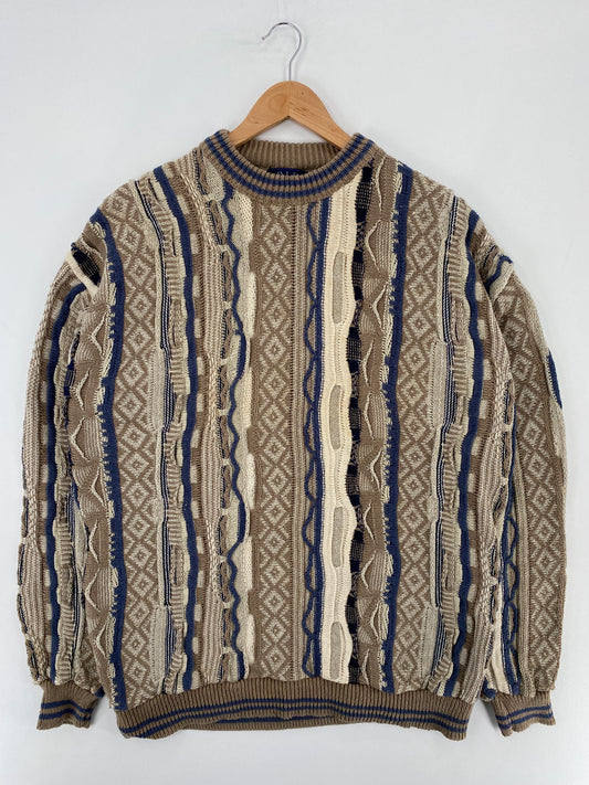 Vintage 3D COOGI-Style Made in USA Size XL Knit Sweater / E1784K