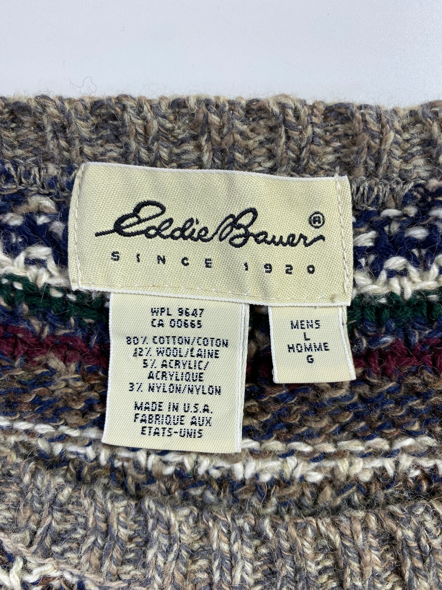 Vintage Eddie Bauer Size L Cotton Knit Sweater / E1783K