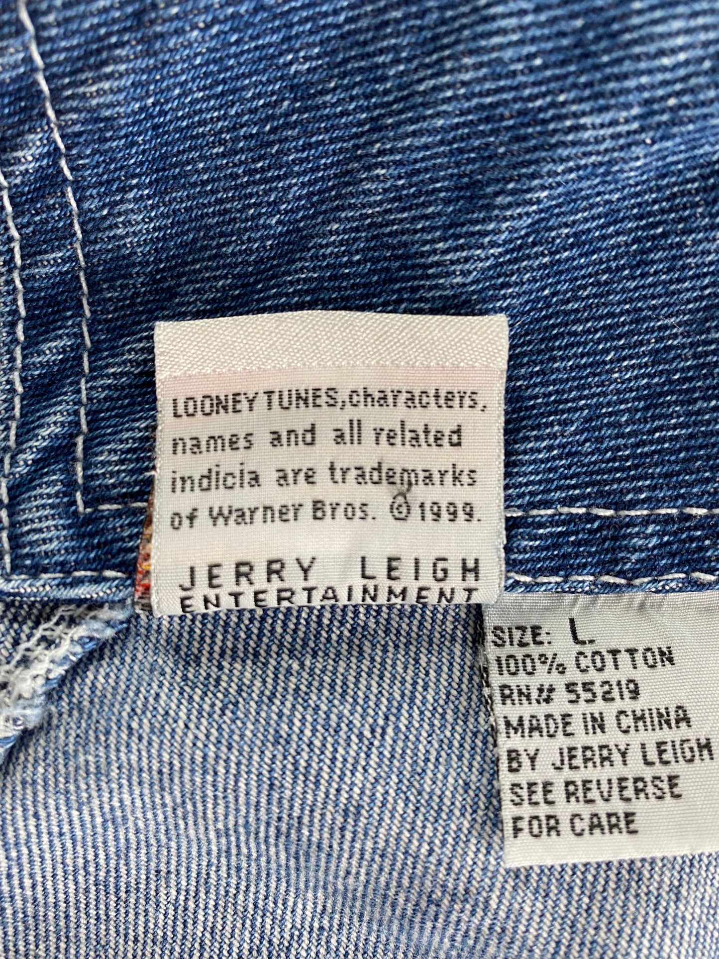 1999 LOONEY TUNES TWEETY Size L Vintage Denim Overall Shorts / A1583