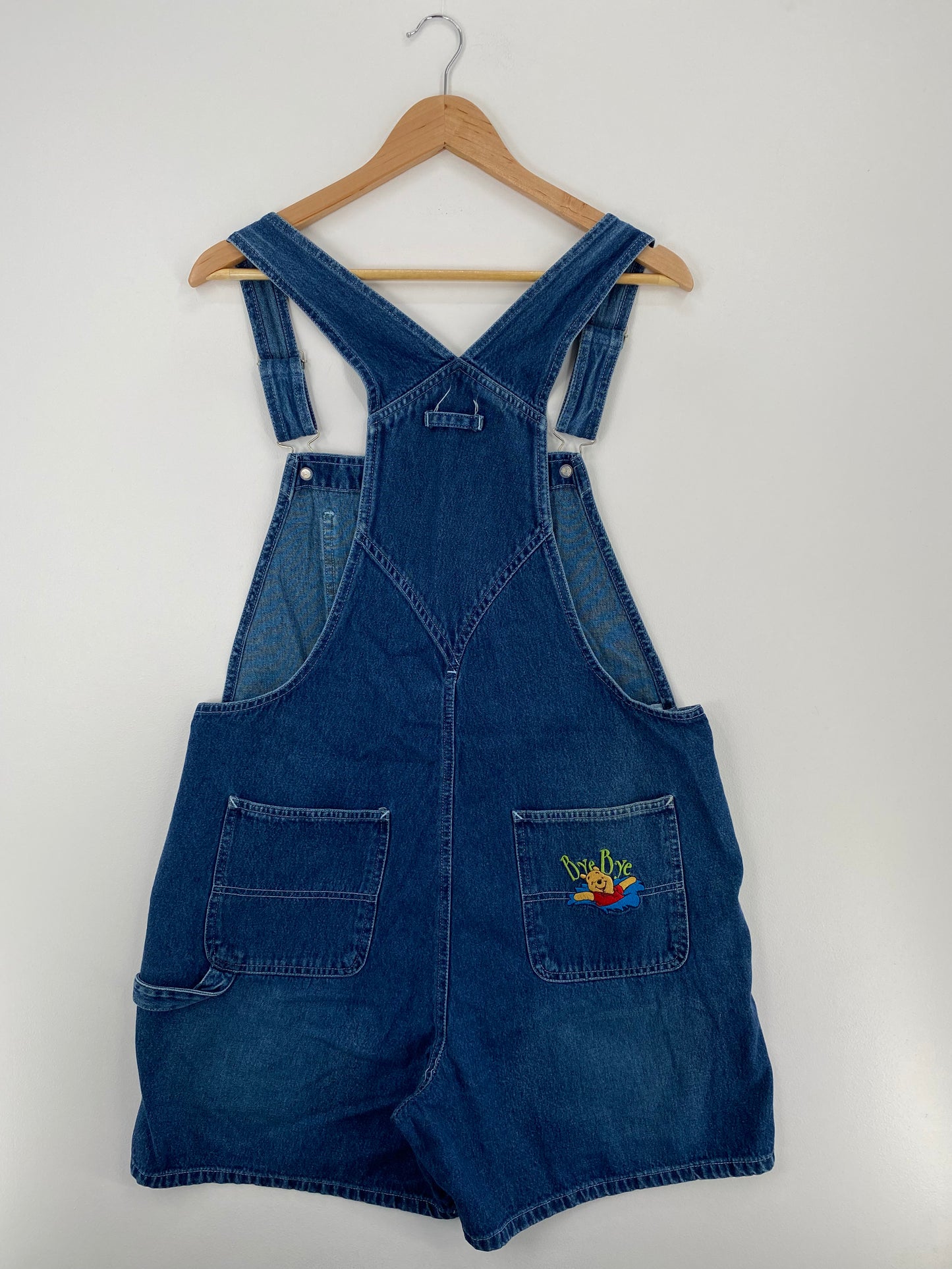 90's DISNEY WINNIE THE POOH Size L Vintage Denim Overall Shorts / A1586