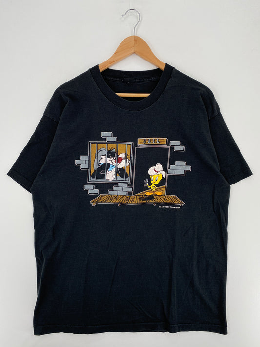 1994 LOONEY TUNES SYLVESTER AND TWEETY Size No Tag (Approx.XL) Vintage T-Shirt / A6022