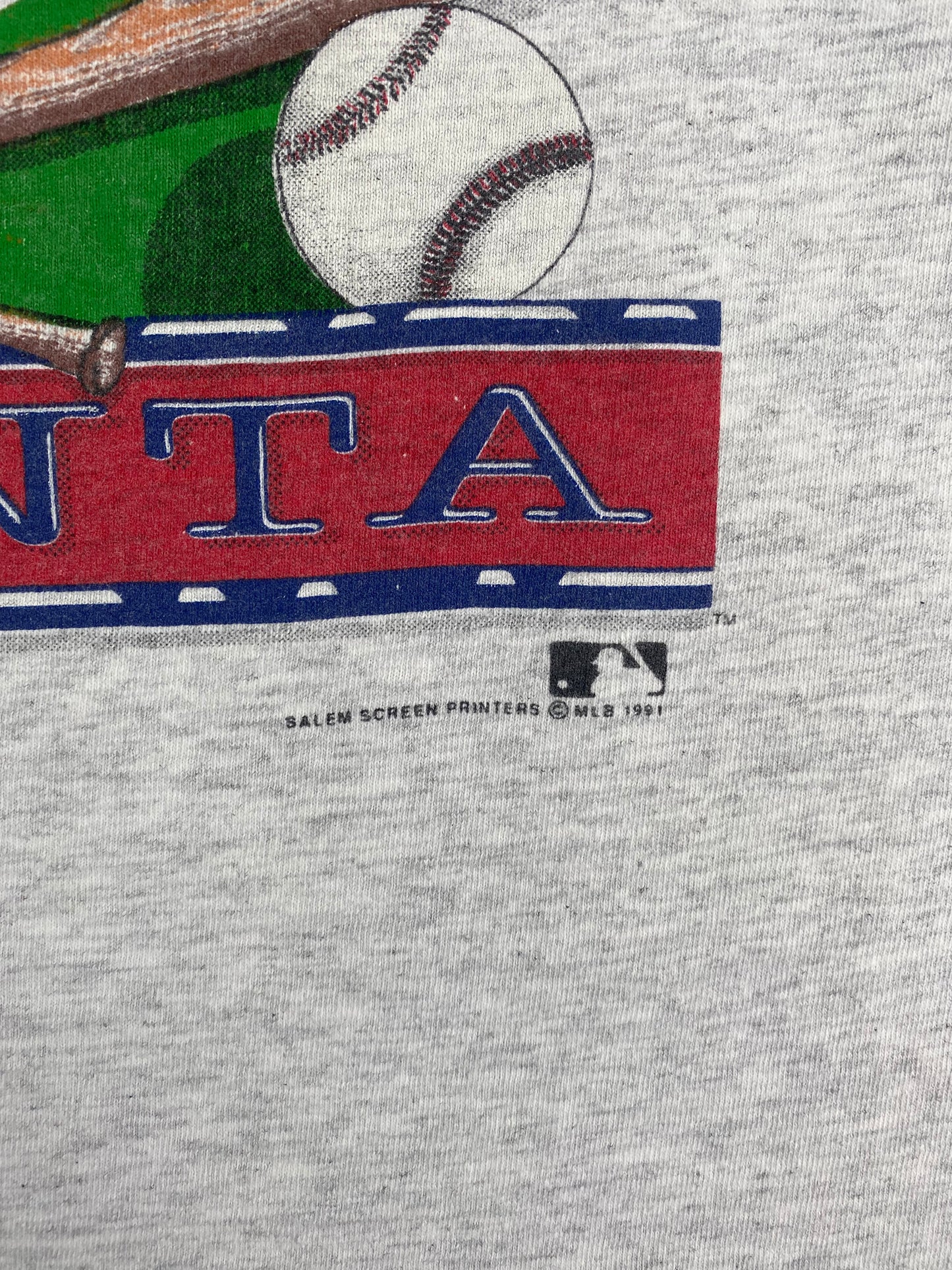 1991 SALEM x ATLANTA BRAVES Made in USA Size L Vintage MLB T-shirt / A1720